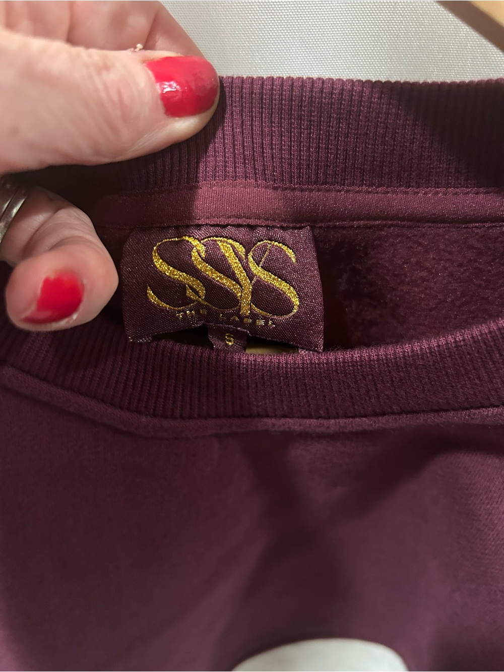 LN Myla Colorblock Burgandy and Heathered Gray Pullover Sweatshirt - Picture 4 of 5